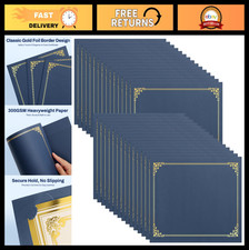 30 Pack Navy Blue Certificate Holders with Gold Foil Border for 8.5x11 Diplomas