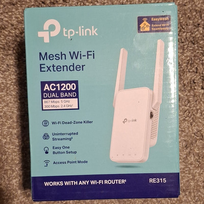 TP-Link RE315 AC1200 Mesh Wi-Fi Extender Dual Band 2.4/5GHz WPS White