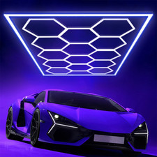 14x LED Hexagonleuchten Blaulicht Rahmen Werkstatt/Garage/Keller Deckenleuchten