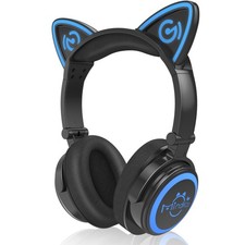 Cat Ear Bluetooth Headphones with Microphone, LED Light Up Over Ear Headphone...