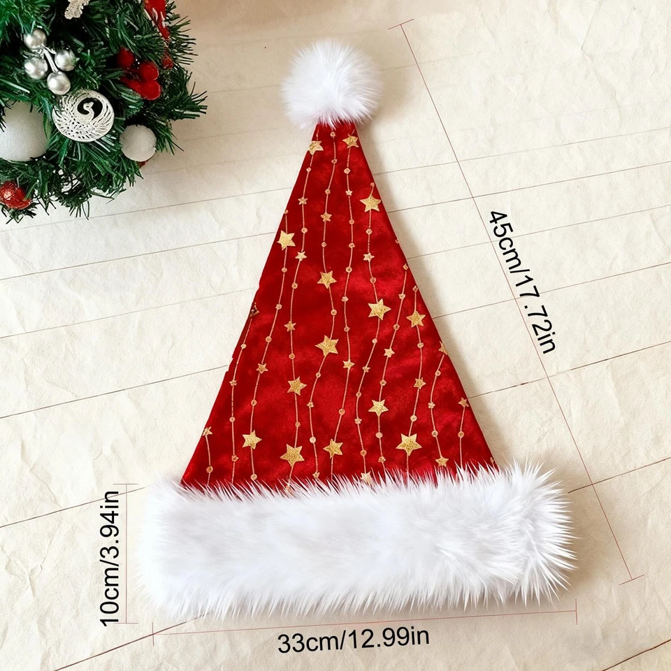 Christmas Santa Hat Stylish Winter Headwear Women Men Plush Santa Hat - Image 2 of 4