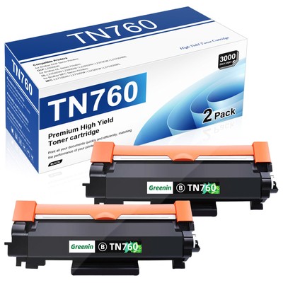 2 Pack TN730 TN760 Toner Printer Cartridge for Brother HL-L2395DW MFC-L2750DW