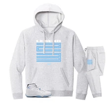 Hoodie Jogger Tracksuit To Match Jordan 11 Legend Blue - Crest Jumpsuit