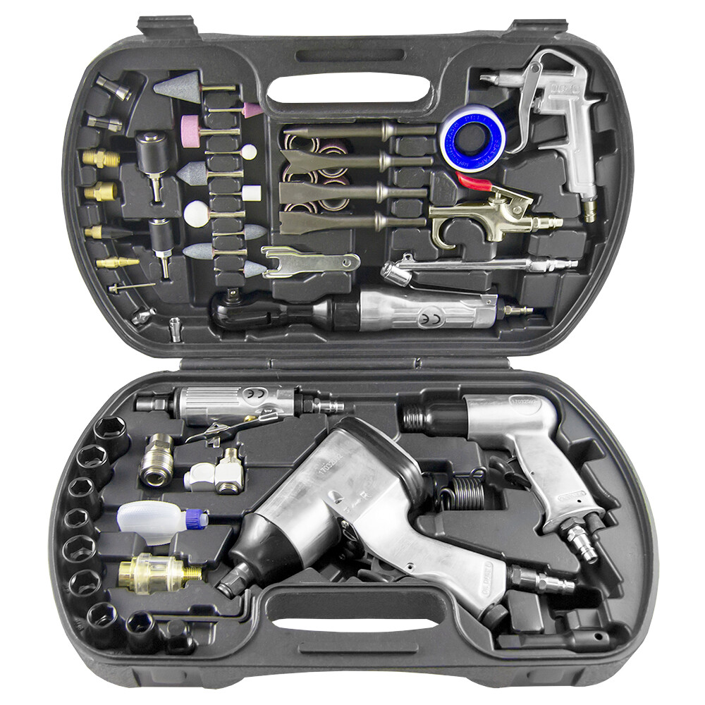 Kit herramientas neumaticas: Pistola impacto + carraca neumática + Soplado + acc