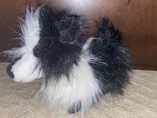Walmart Black White Border Collie dog plush stuffed Shaggy Fur EUC