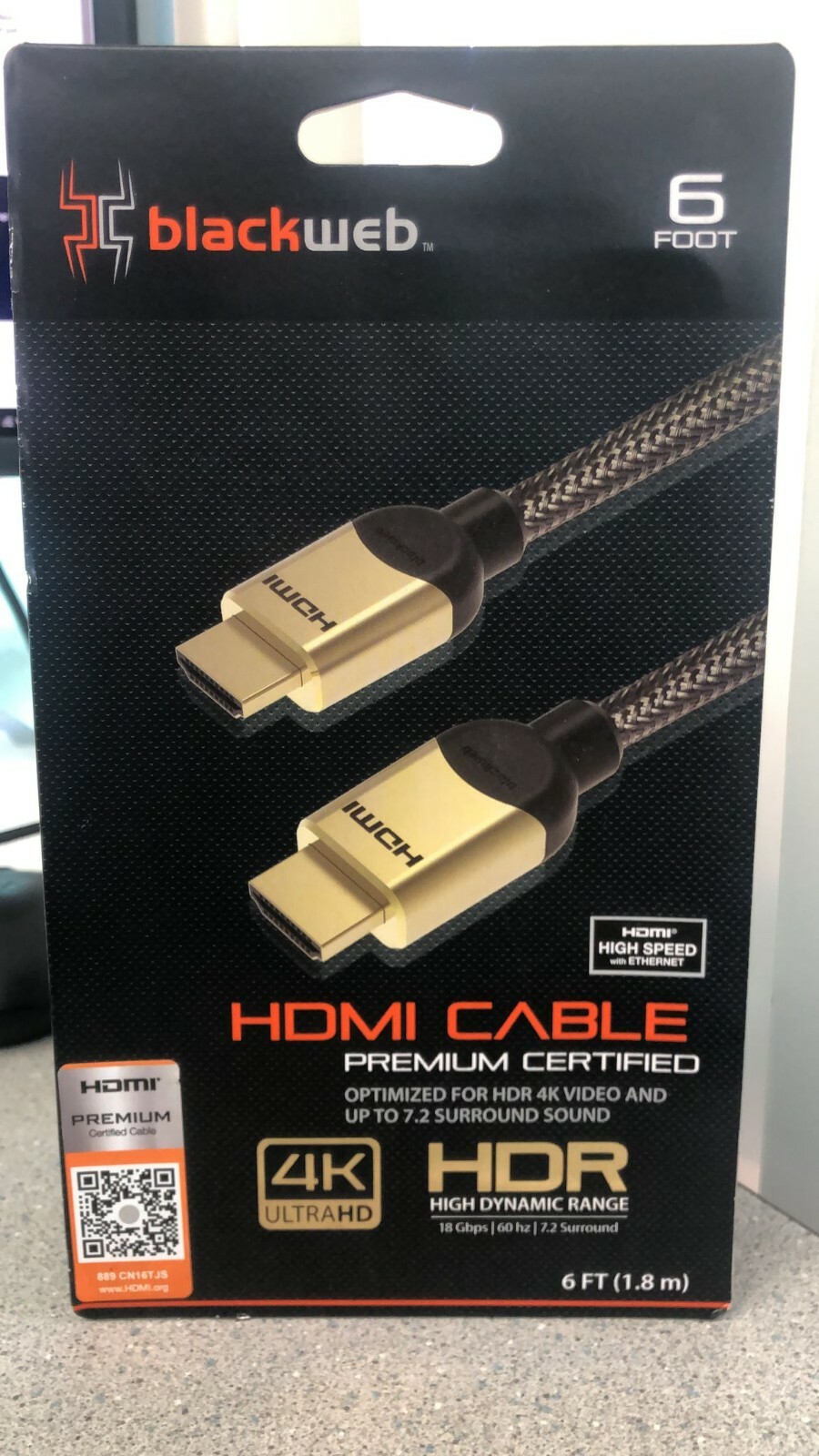Blackweb (BWA17AV010) 6' 4K HDMI Cable - Black