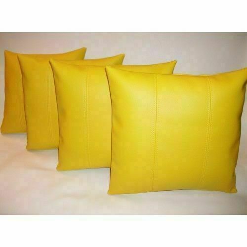 Leather Decor Set Genuine Soft Lambskin Yellow Pillow Cushion Stylish Cover - Picture 1 of 2