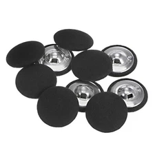 10pcs Fabric Cloth Covered Button 25mm Metal Round Sewing Buttons, Black