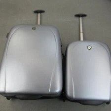Lot of 2 HEYS Luggage Suit Case Set Silver 2 piece Carry-on Roller Hard Case *