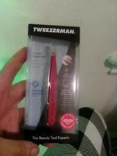 Tweezerman Slant Tweezers Red NIB Carbon Neutral Best Tweezers On The Market 👁