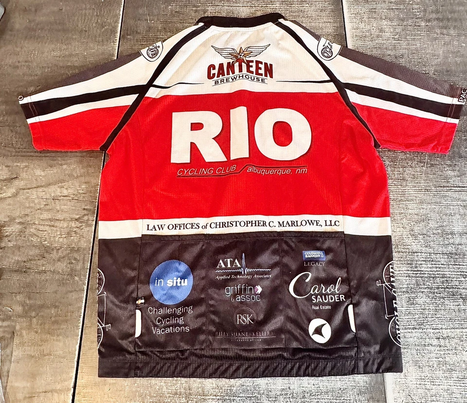 Camiseta Pactimo Para Hombre Mediana Blanca Roja Negra Rio Ciclismo Alburquerque Foto 4 de 4