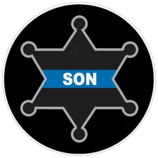 Law Enforcement Thin Blue Line Son Sheriff Badge Bumper Sticker Military 5"