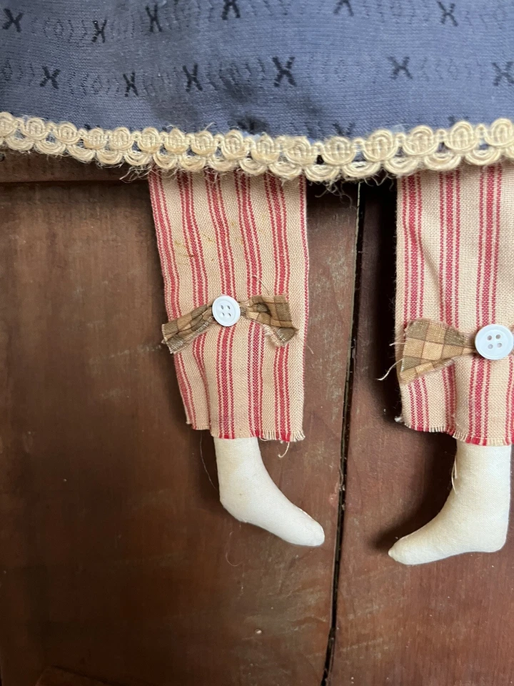 primitive handmade folk art cloth doll Lady Liberty hanging angel by Lee Ayeotto - Image 4 of 4