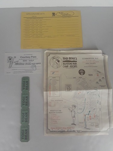 Vtg 1992 Yogi Bear Jellystone Park Camp Resort Paperwork Lumberton NC Tickets  - Picture 1 of 11