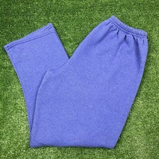 Vintage 90s Hanes Her Way Blank Solid Blue Sweatpants Jogger Women's Large