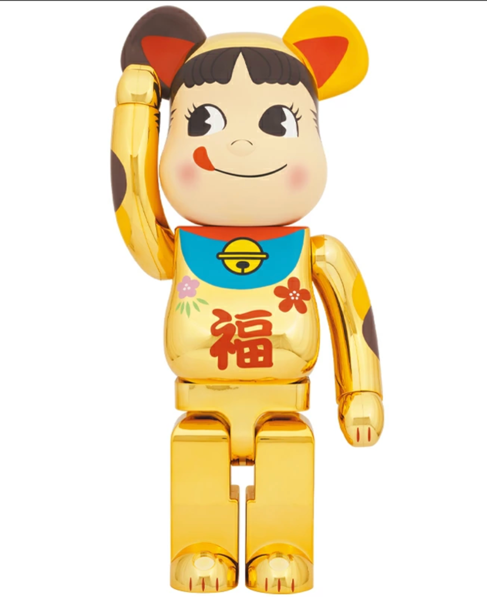 BE@RBRICK Maneki Neko Peko-chan Lucky Gold Plated 1000% Fujiya