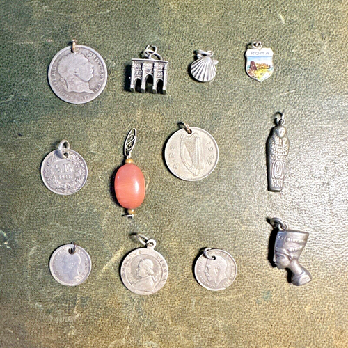 12 Vintage Hallmarked Silver & White Metal Charms Charms Sterling 850 925 Enamel
