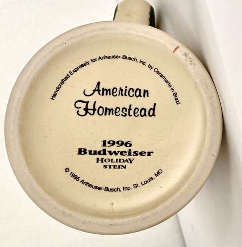 Budweiser Holiday Stein 1996 by Ceramarte in Brazil for Anheuser Bush New No Box - Picture 4 of 4