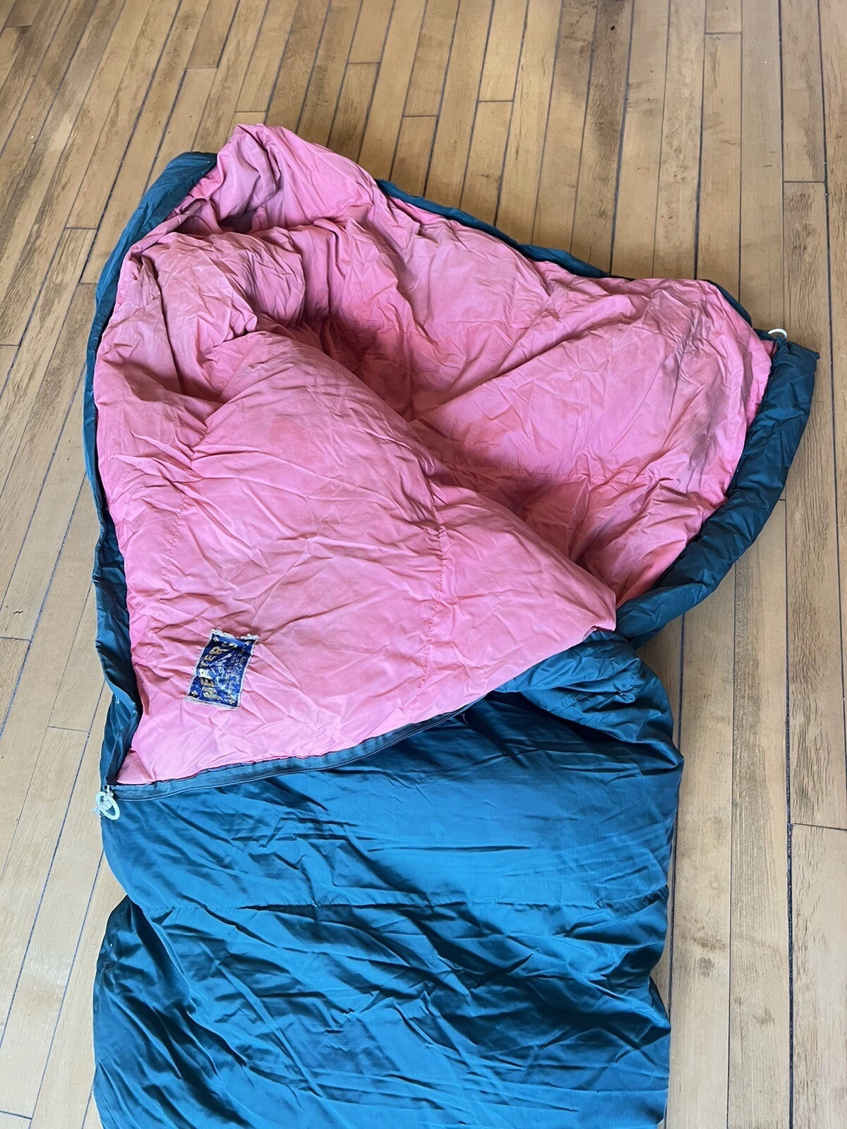 Hudson Bay Duck Down Vintage Sleeping Bag Mummy Green Pink Herters Camping