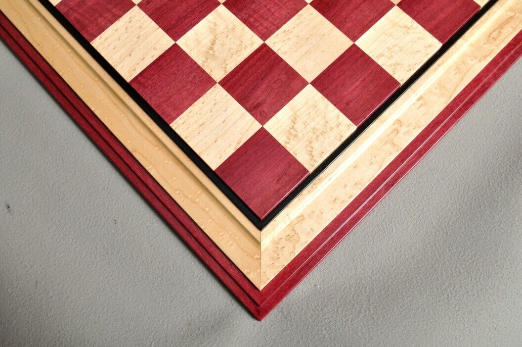 Signature Contemporary III Luxury Chess board - PURPLEHEART / BIRD'S EYE  MAPLE - 2.5 Squares