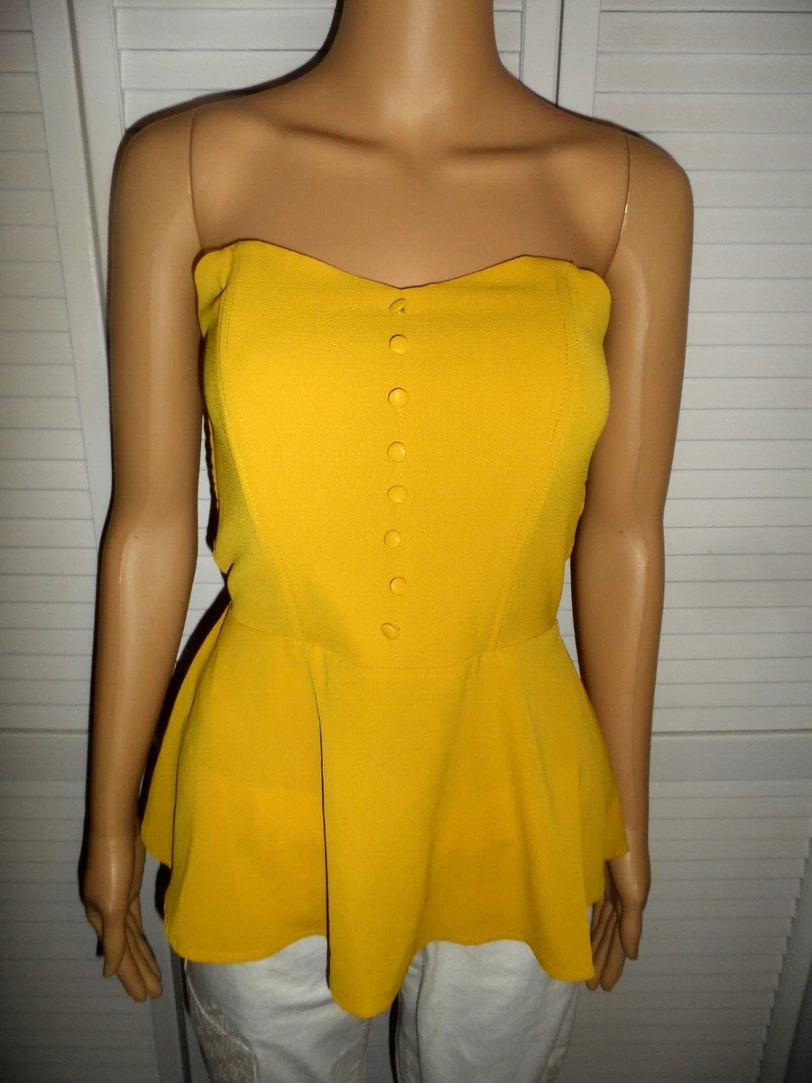 Yellow strapless best sale shirt
