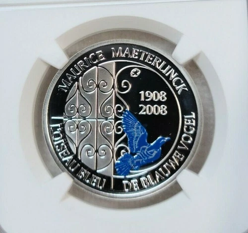2008 BELGIUM SILVER 10 EURO MAURICE MAETERLINCK NGC PF 69 ULTRA CAMEO TOP POP