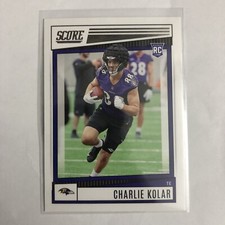 2022 Panini Score Base Rookie RC #374 Charlie Kolar Baltimore Ravens