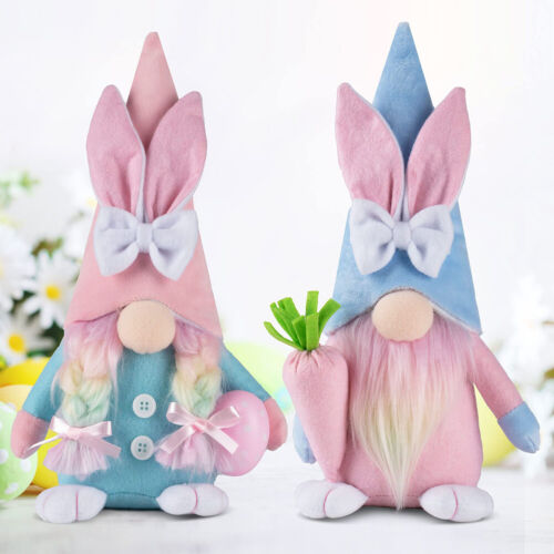 fr Easter Bunny Ear Gnomes Toy Creative Old Man Dwarf Decor Home Party Decoratio - Foto 1 di 21