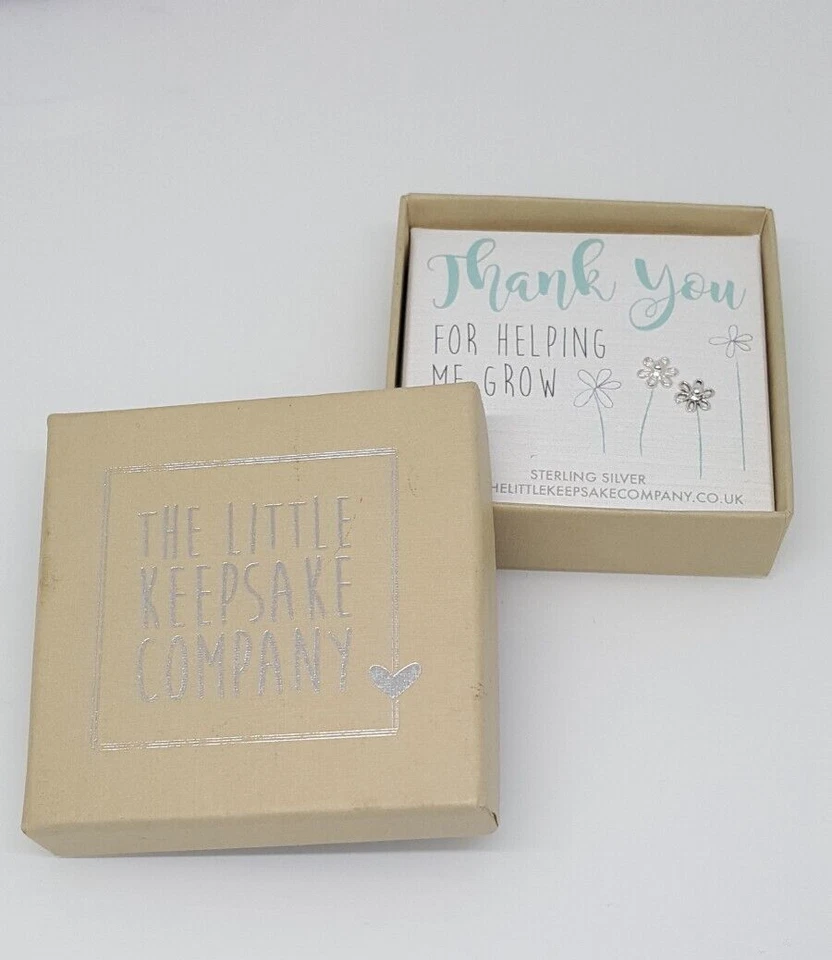 Preciosos aretes con flores brillantes de plata maciza 925 en CAJA #21303 Foto 4 de 4