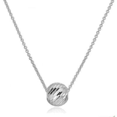 Sterling Silver 8mm Dainty Diamond-Cut Sliding Bead Necklace