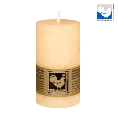 Stumpenkerze 50x90 mm creme Kerzenfarm Hahn Deko Kerze lange Brenndauer - Bild 1 von 2