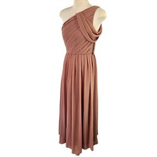 Donna Morgan Collection One-Shoulder Grecian Gown Sz 2 Pink Fit Flare Dress NWT