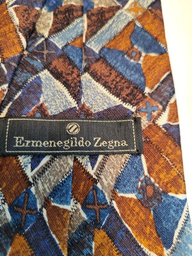 ermenegildo zegna tie Men's Necktie Silk Made In Italy Blue Rust Bowties - 第 3/5 張圖片