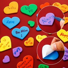 600 Colorful Foam Heart Stickers for Valentine's Day DIY Crafts  Decor