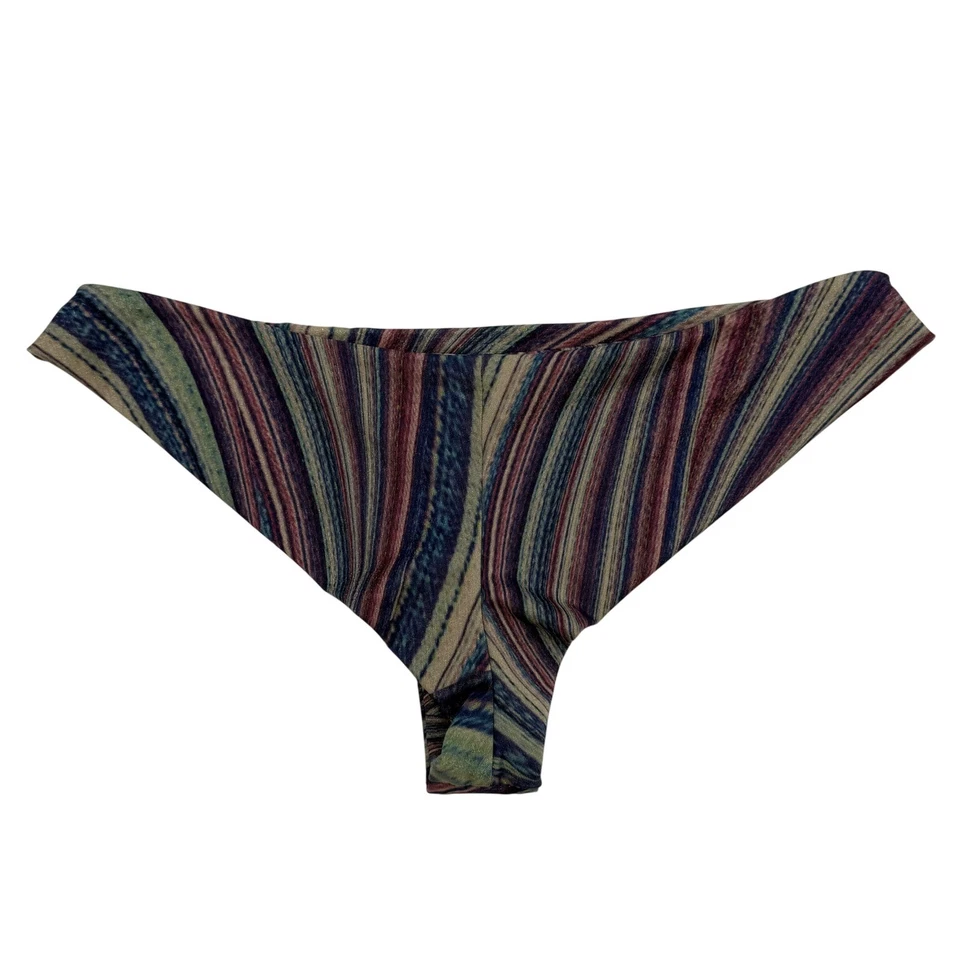 Frankies Bikinis Striped Bikini Bottoms Designer Swimwear Multicolor Medium - Image 2 of 4