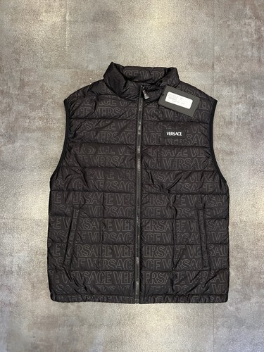$1125 Rare Men's Versace Waistcoats vest Black monogram Gilets size 50 L