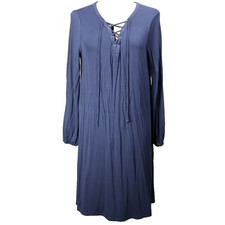 Old Navy Lace-Up V-Neck Long Sleeve Above-the-Knee Dress Navy Blue L