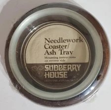 Sudberry House mahogany and glass coaster cross stitch display, candy dish NEW