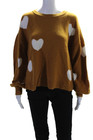 Madewell Womens Wool Textured Long Sleeve Heart Print Knit Sweater Brown Size S