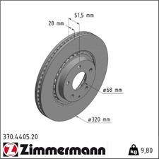 2x Zimmermann 370.4405.20 Bremsscheibe für MAZDA 6 CX 5 KF GJ GL Bremsscheiben