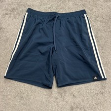 Adidas 3 Stripe Running Shorts Mens Large Dark Blue Lined Athletic Gym Active
