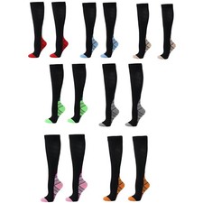 Gradient Colored Elastic Compression Stockings Cycling Running Knee High Socks