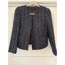 J.Crew Tweed Cropped Jacket Navy Boucl Size 2
