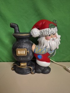 Christmas Glenview Mold Santa Claus Potbellied Stove Light Lamp Vintage