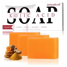 3 PACK Kojic Acid Soap, Turmeric Soap Bar for Dark Spots, Fresh Citrus Scent,