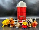 Vintage 1990 Fisher Price Farm Silo w/ Animal Figures Fence Wagon Lot