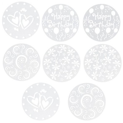 8Pcs Coffee Art Stencils Reusable White Cake Decorating Tools for DIY