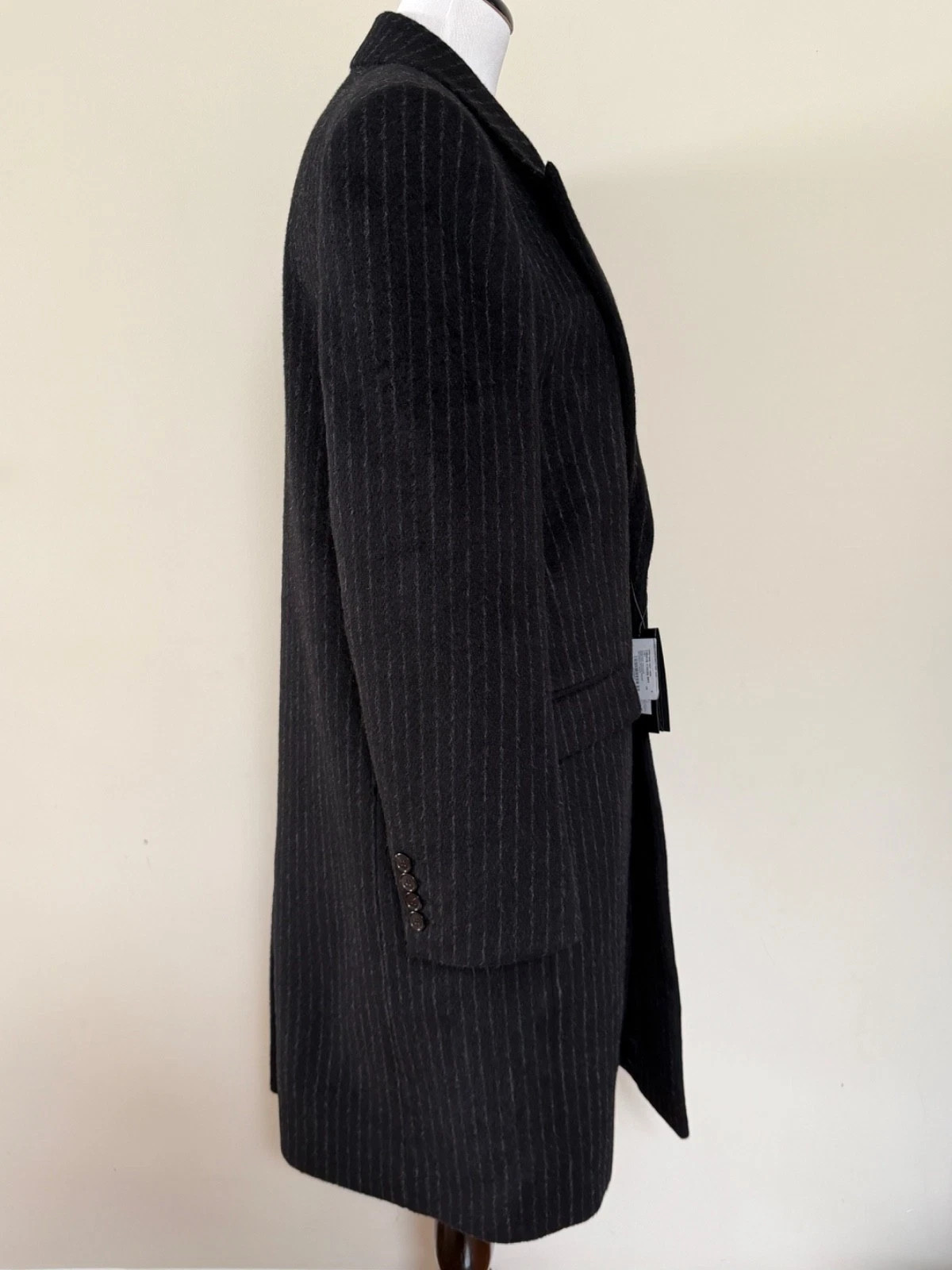 NWT Saint Laurent Manteau Tailleur Black Chalk Stripe Wool Mohair Coat 48 $5990 thumbnail 5