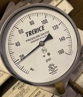 #ad #ad TRERICE 620B4502LA160 0 160 PSI PRESSURE GUAGE 4.5quot; FACE 1 4 NPT NEW🇺🇸 $20.00