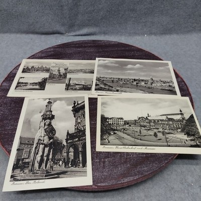 Vintage Bremen Germany Postcards Set Of 4 Black & White Photos German Landmarks
